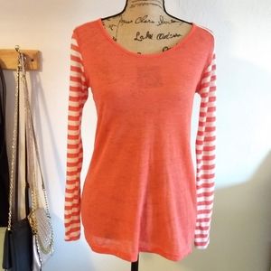 Adorable Poof Small Junior Orange Striped Sweater